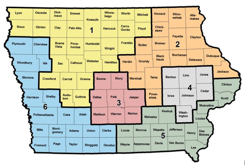 Iowa Area Agencies on Aging Service Map